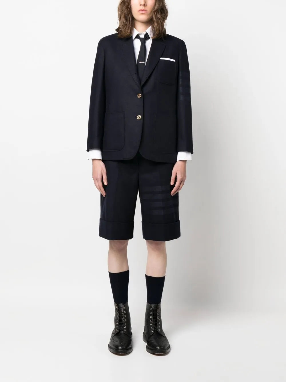 Single-Breasted Stripe-Sleeve Blazer