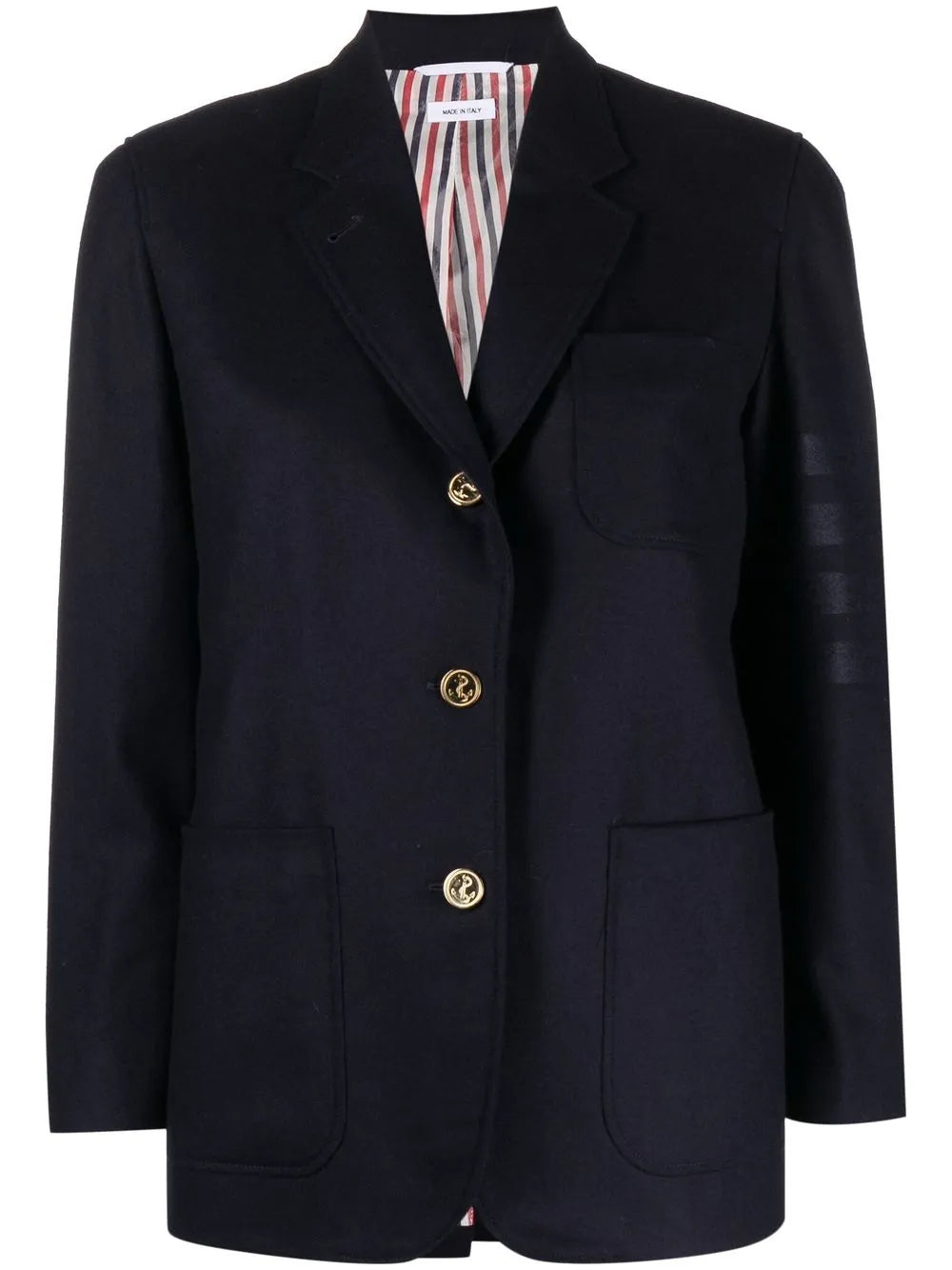 Single-Breasted Stripe-Sleeve Blazer