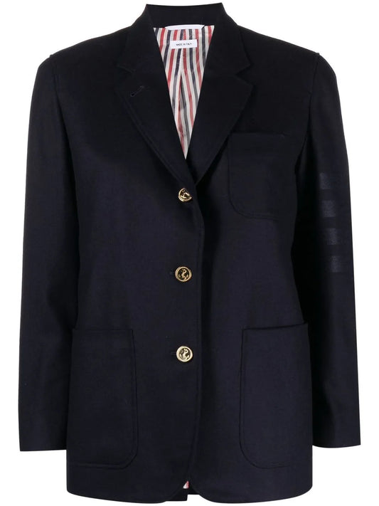 Single-Breasted Stripe-Sleeve Blazer