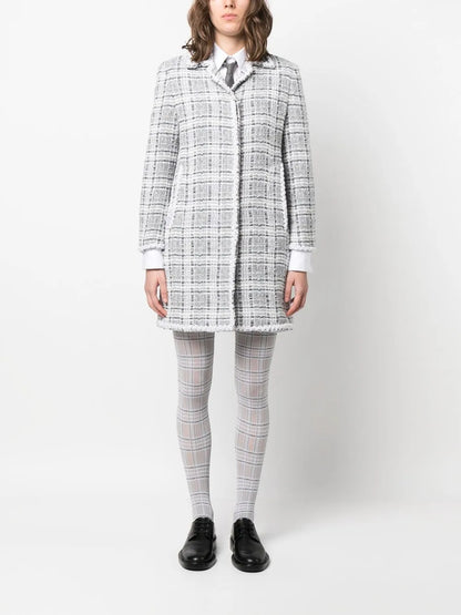 Crochet-Appliqué Tweed Coat