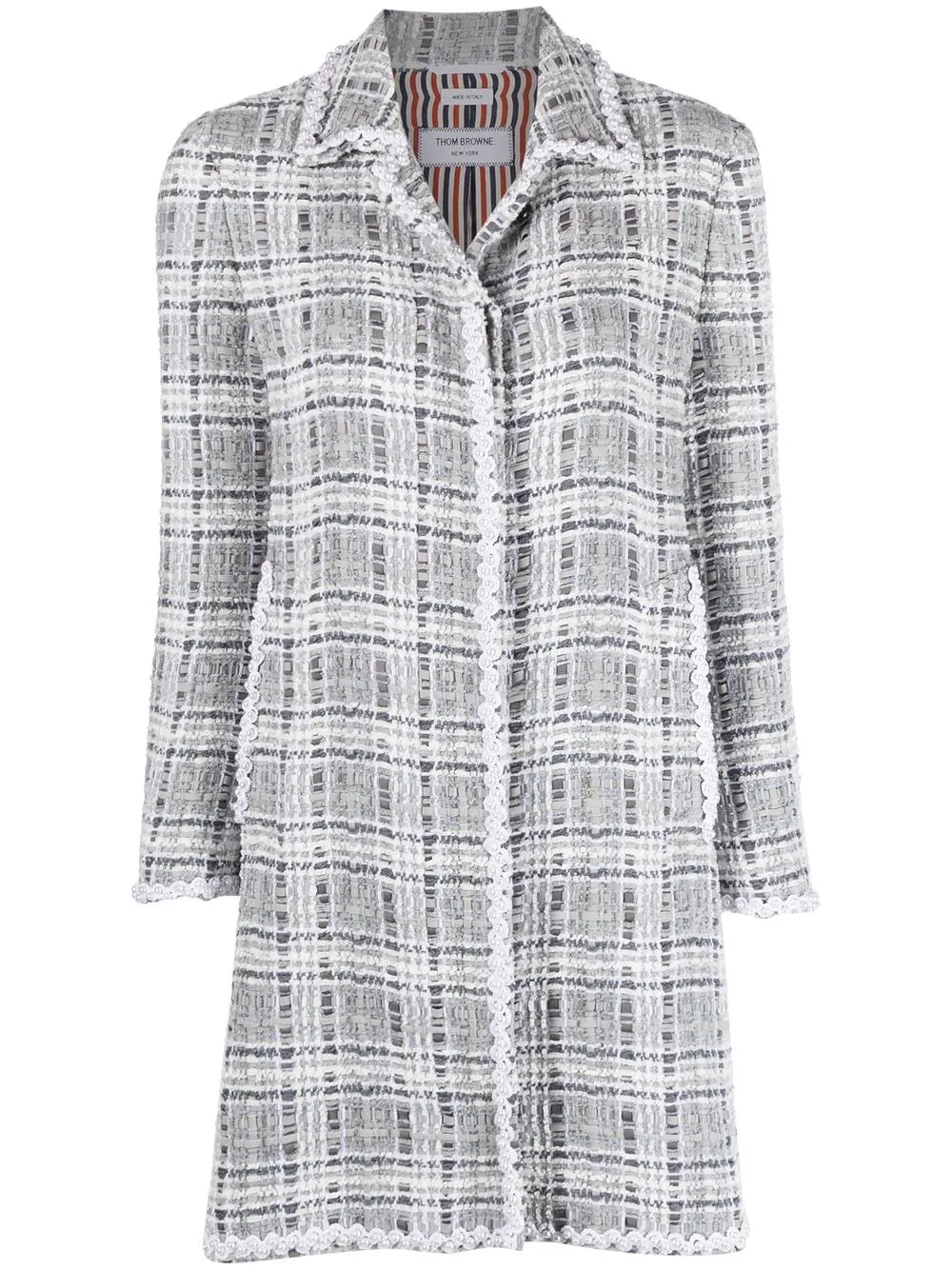 Crochet-Appliqué Tweed Coat