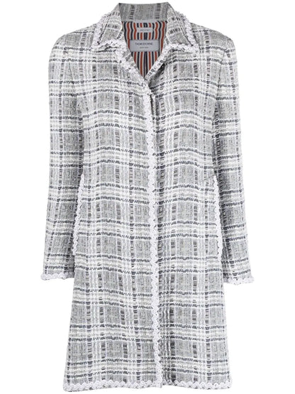 Crochet-Appliqué Tweed Coat