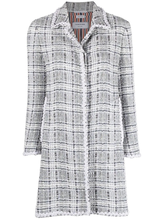 Crochet-Appliqué Tweed Coat