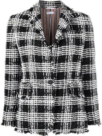 Check-Pattern Tweed Jacket