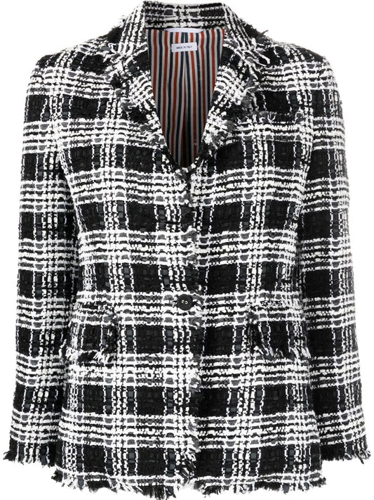 Check-Pattern Tweed Jacket