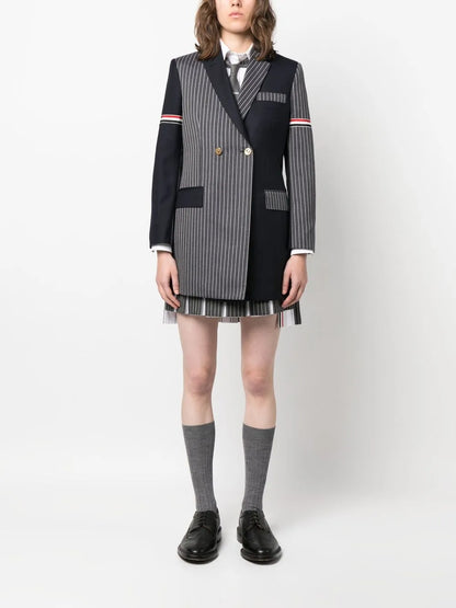 Pinstripe-Print Pleated Skirt