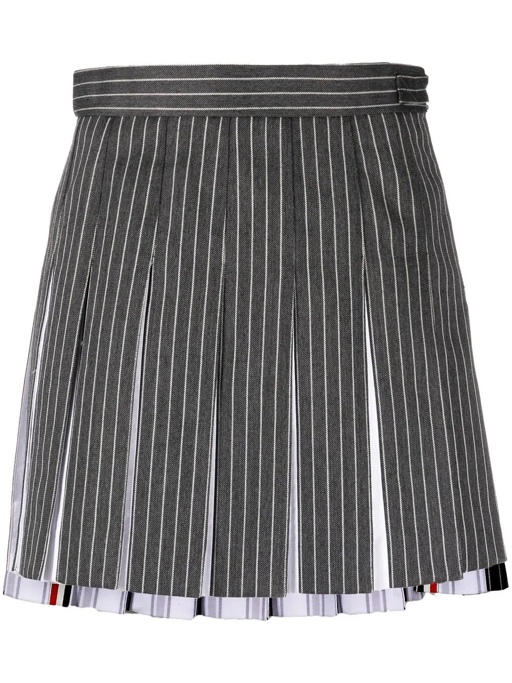 Pinstripe-Print Pleated Skirt