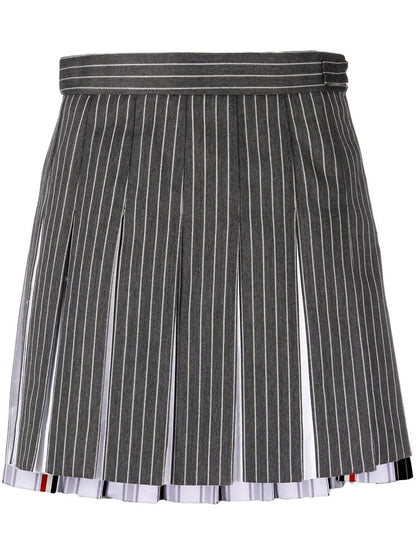 Pinstripe-Print Pleated Skirt
