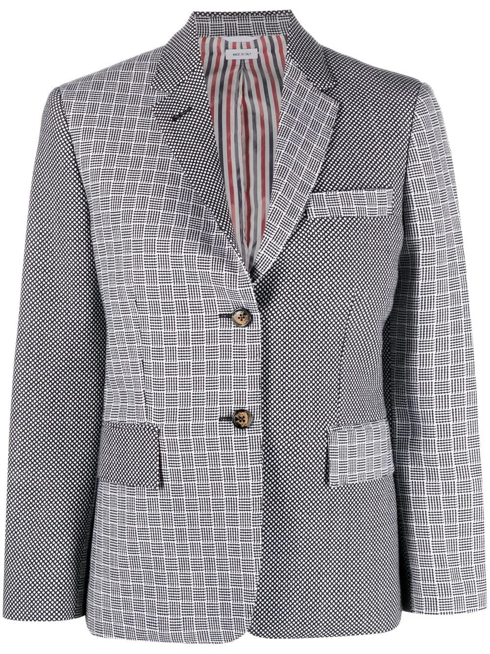 Mix-Print Single-Breasted Blazer