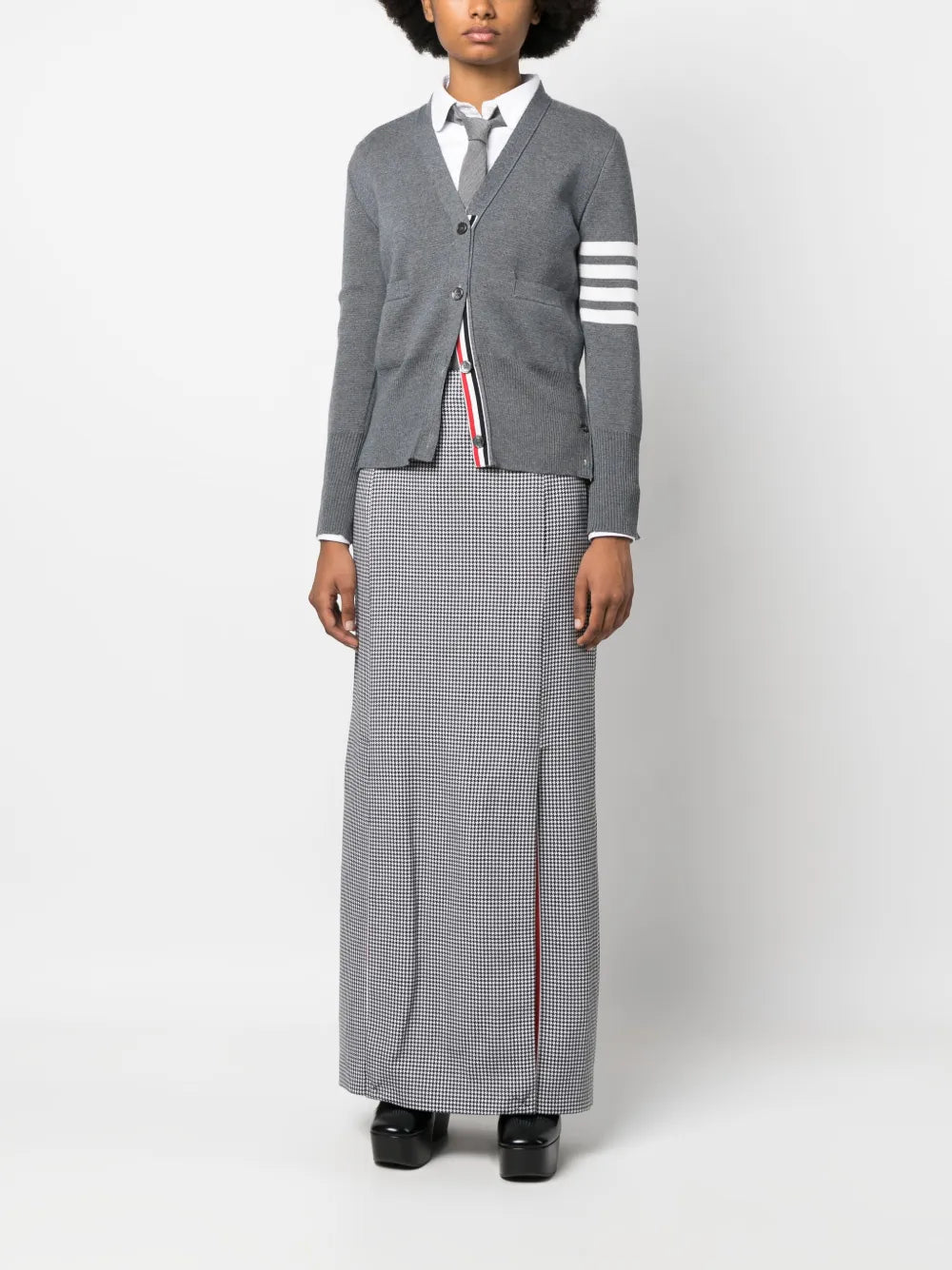 Houndstooth-Pattern Wool Maxi Skirt
