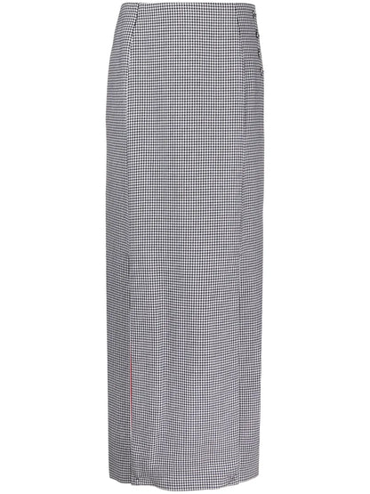 Houndstooth-Pattern Wool Maxi Skirt