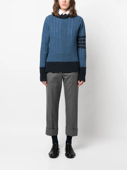 Cable-Knit Pointelle Stitch Jumper