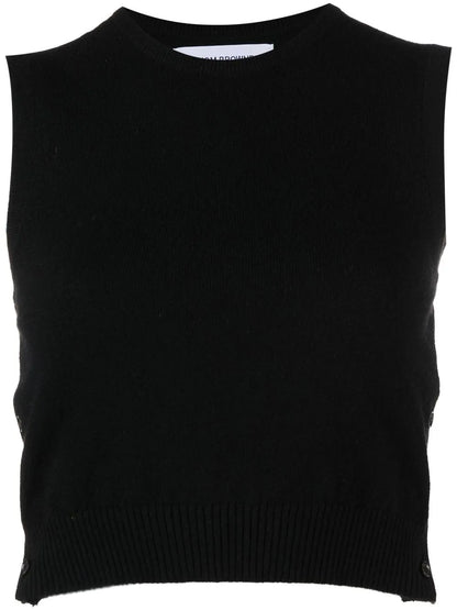 Cashmere Cropped Crew Neck Shell Top