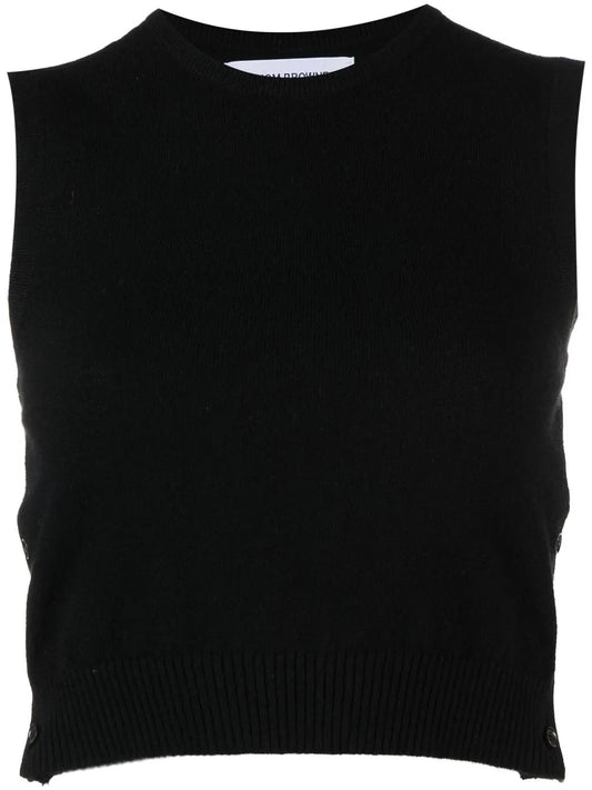 Cashmere Cropped Crew Neck Shell Top