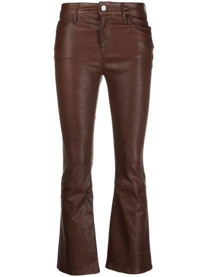 Flared Polished-Finish Trousers
