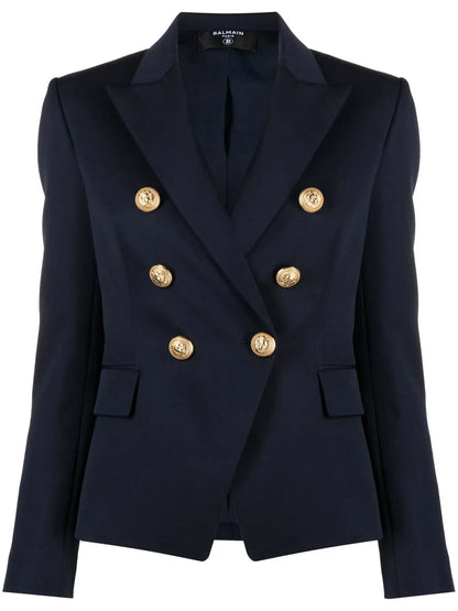 Double-Breasted Peak-Lapels Blazer