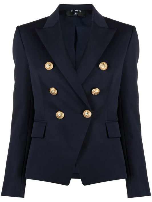 Double-Breasted Peak-Lapels Blazer