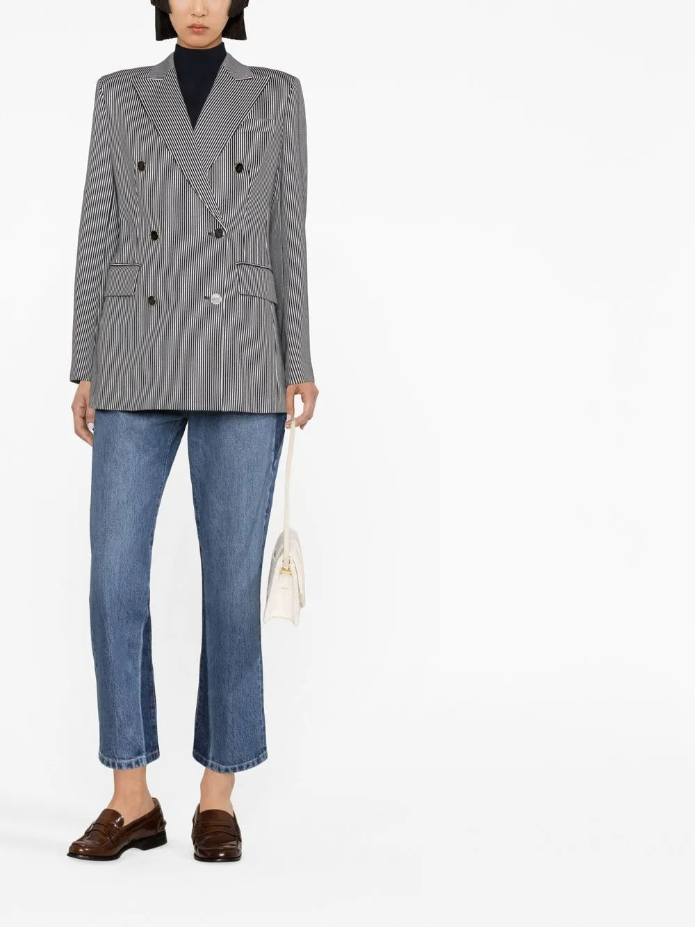 Peak-Lapel Striped Blazer