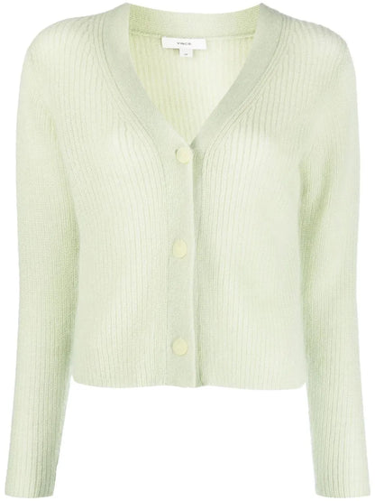 Ribbed-Knit V-Neck Cardigan
