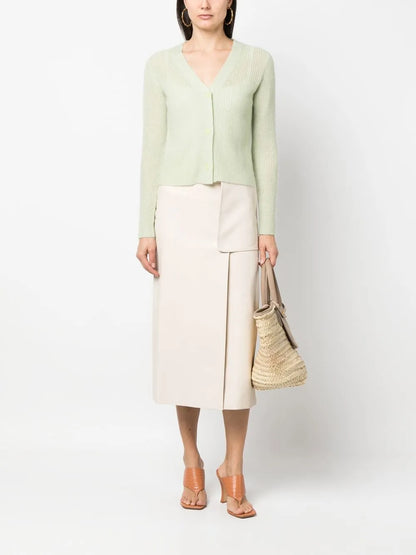 Ribbed-Knit V-Neck Cardigan