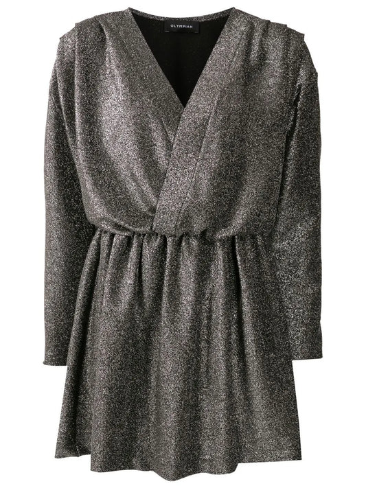 V-Neck Lurex Mini Dress