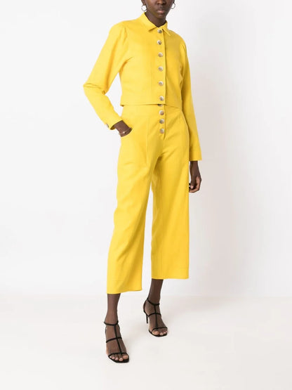 Cropped Button-Front Trousers