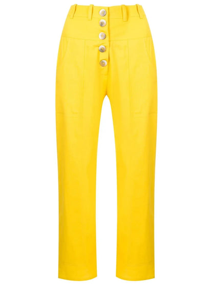 Cropped Button-Front Trousers