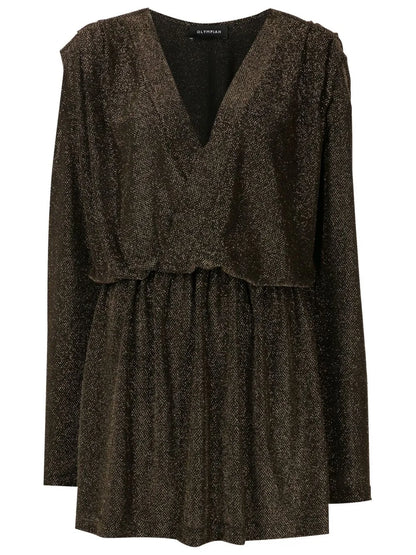 V-Neck Lurex Mini Dress