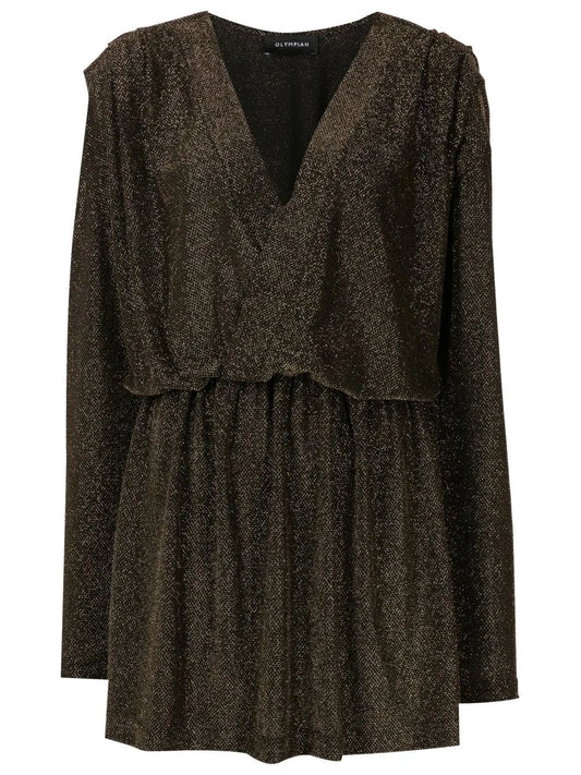 V-Neck Lurex Mini Dress