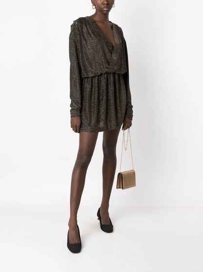 V-Neck Lurex Mini Dress