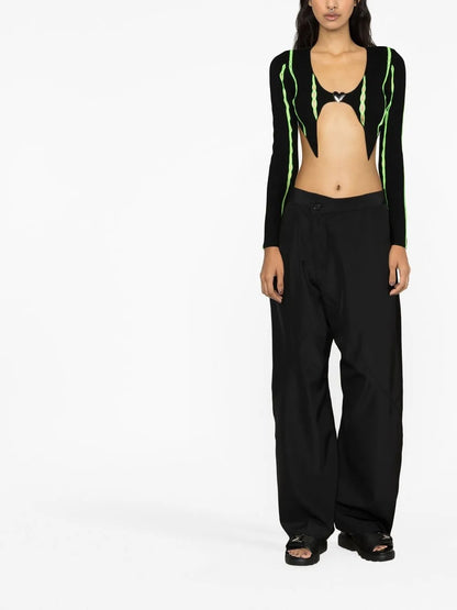 Contrast-Trim Cropped Cardigan