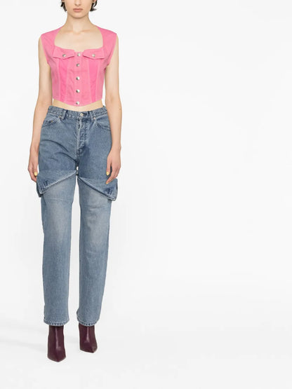 Detailed Straight-Leg Jeans