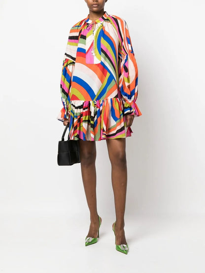 Iride-Print Cotton Minidress