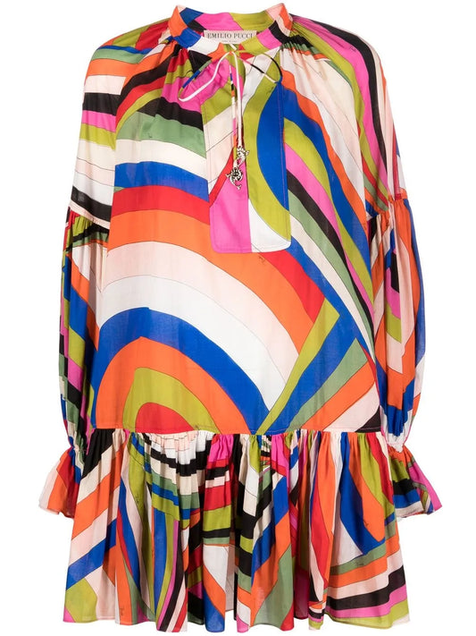 Iride-Print Cotton Minidress