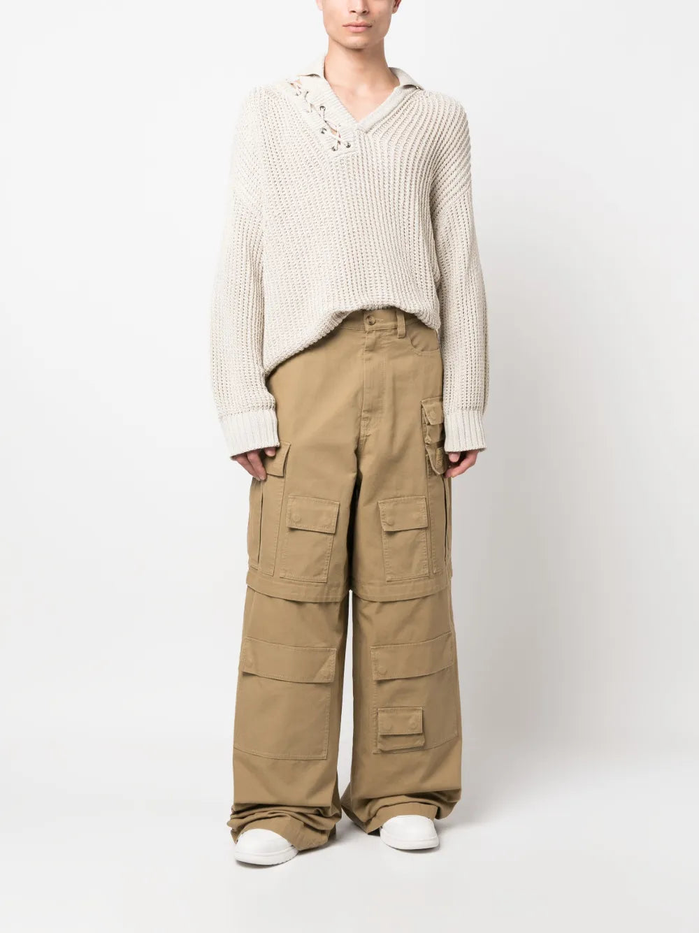 Wide-Leg Cargo Trousers