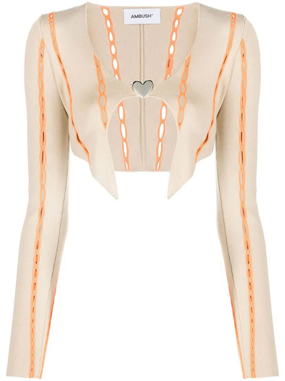 Contrast-Trim Cropped Cardigan