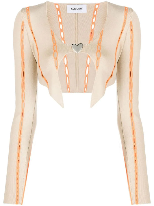 Contrast-Trim Cropped Cardigan