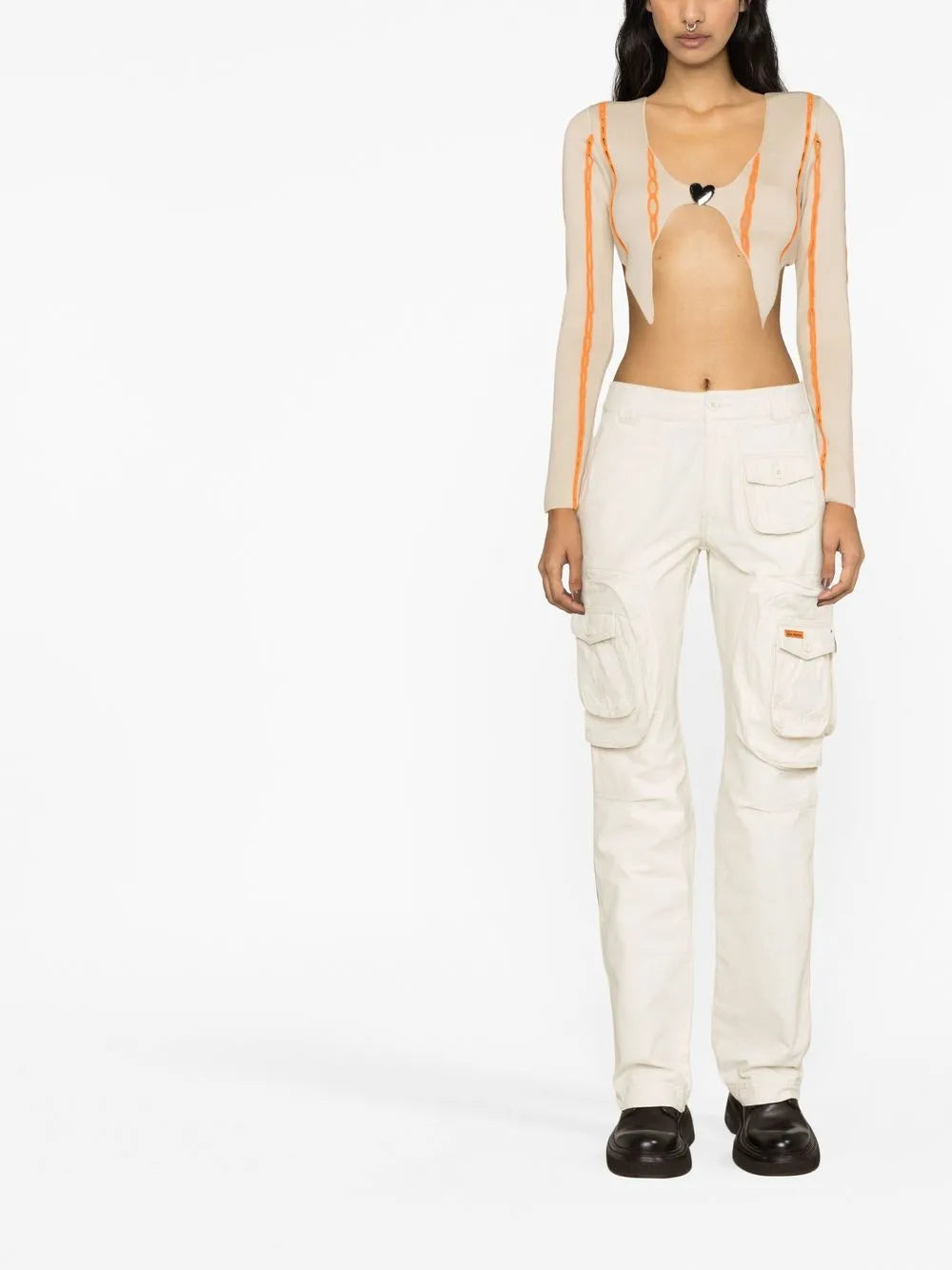 Contrast-Trim Cropped Cardigan