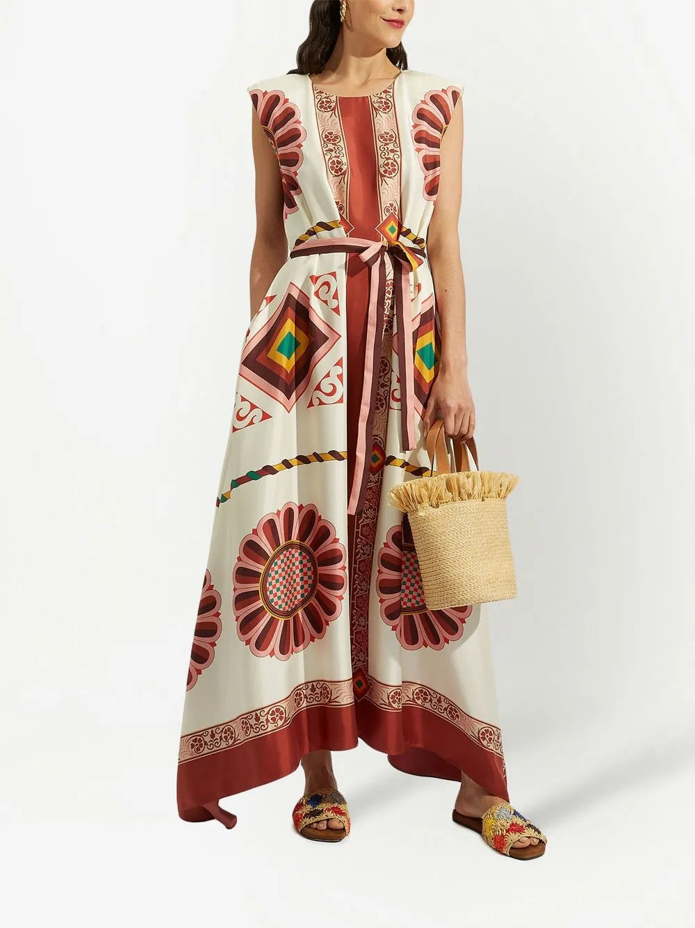 Graphic-Print Asymmetric Dress