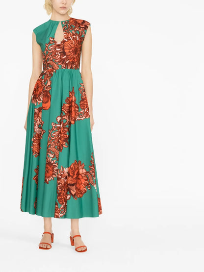Floral-Print Cut-Out Dress