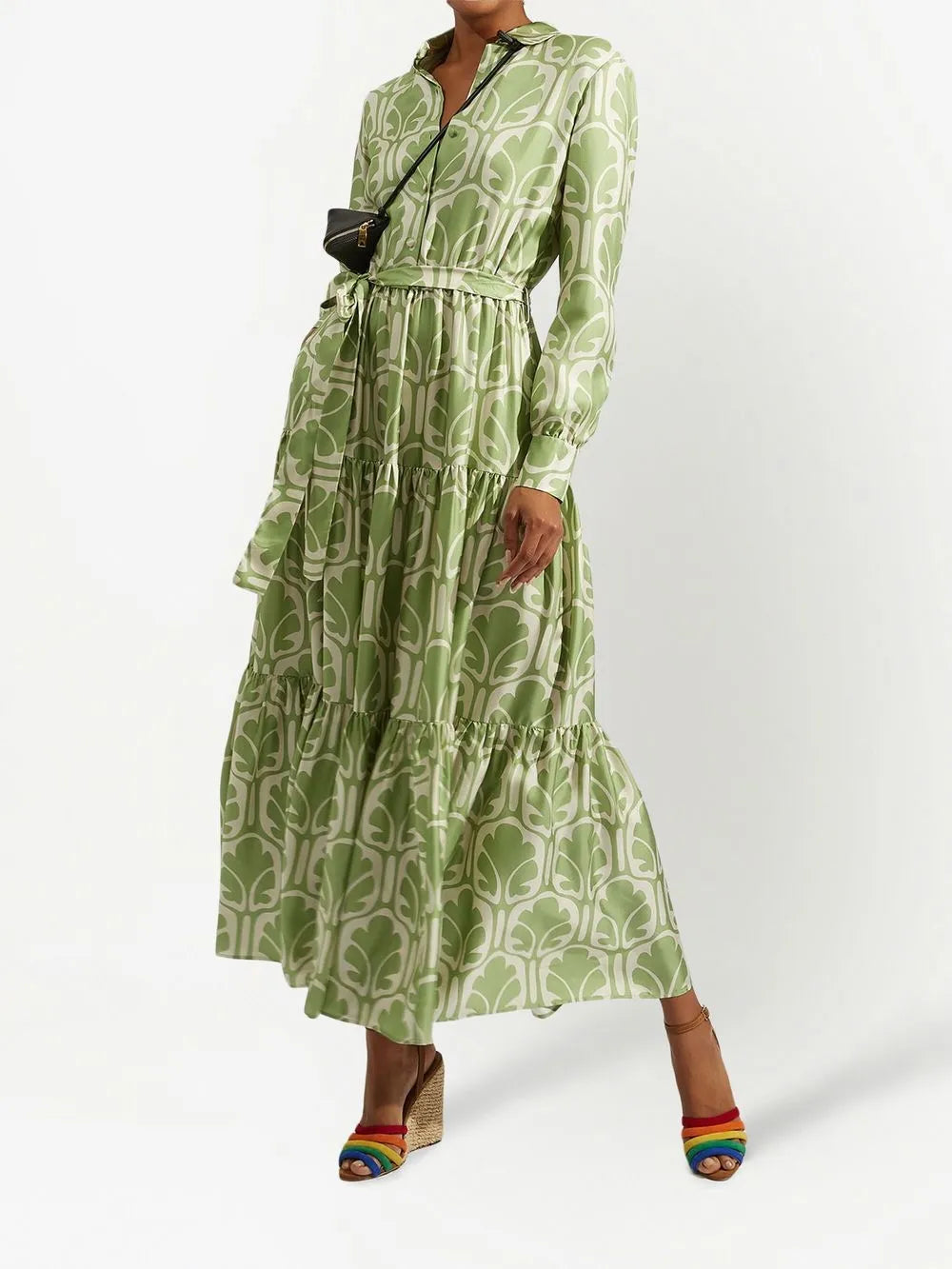 Long-Sleeve Tied-Waist Dress