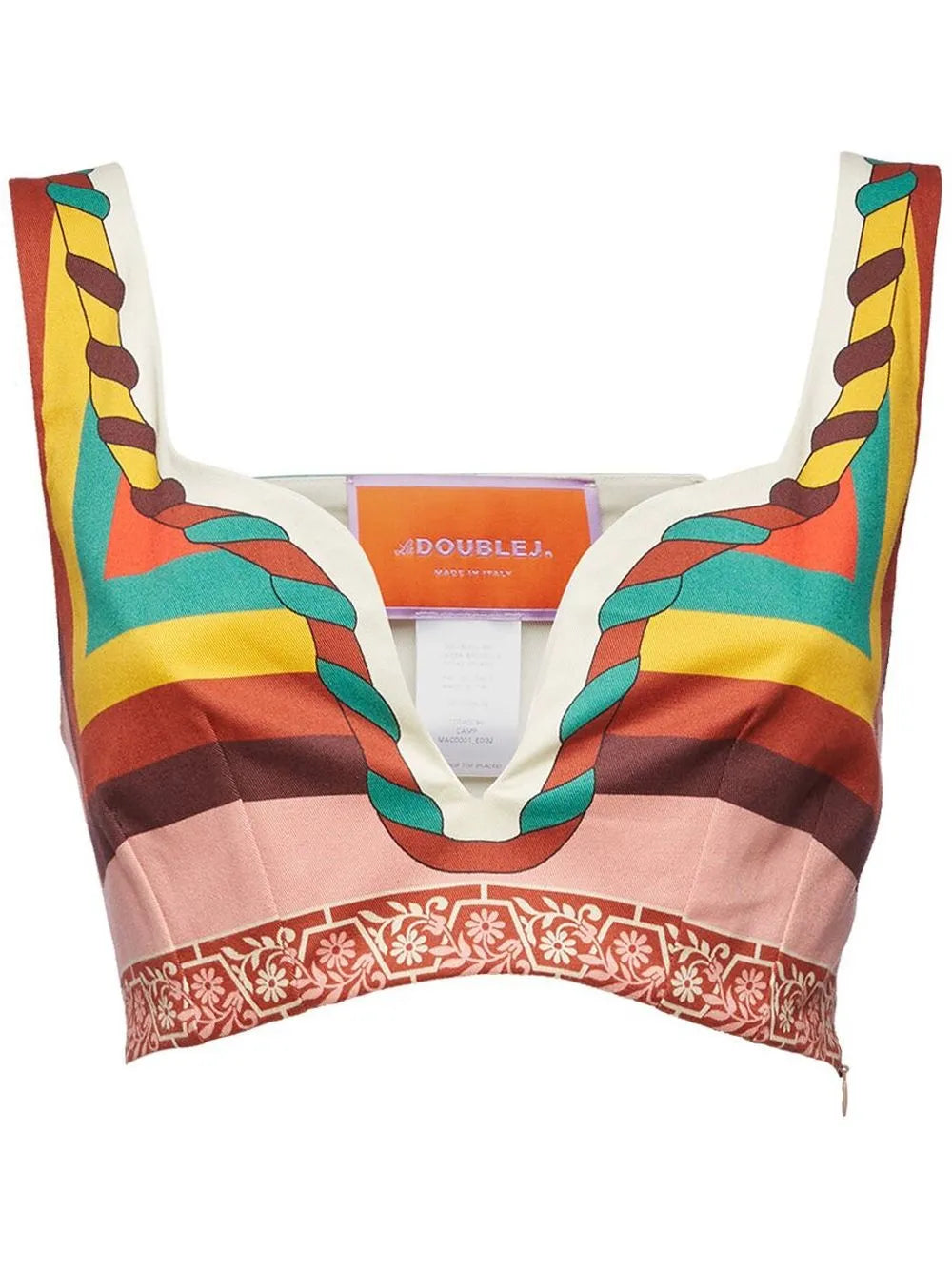 Colour-Block Printed Crop Top