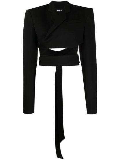 Overlapping-Strap Cropped Jacket
