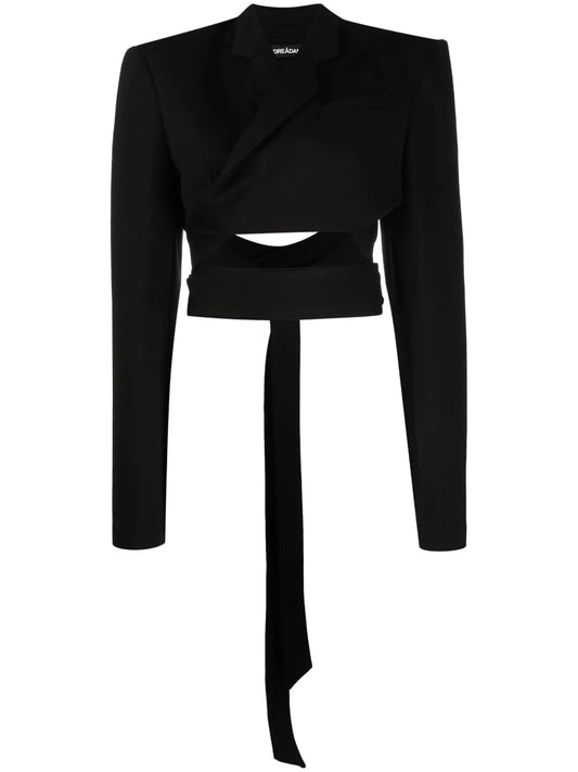 Overlapping-Strap Cropped Jacket