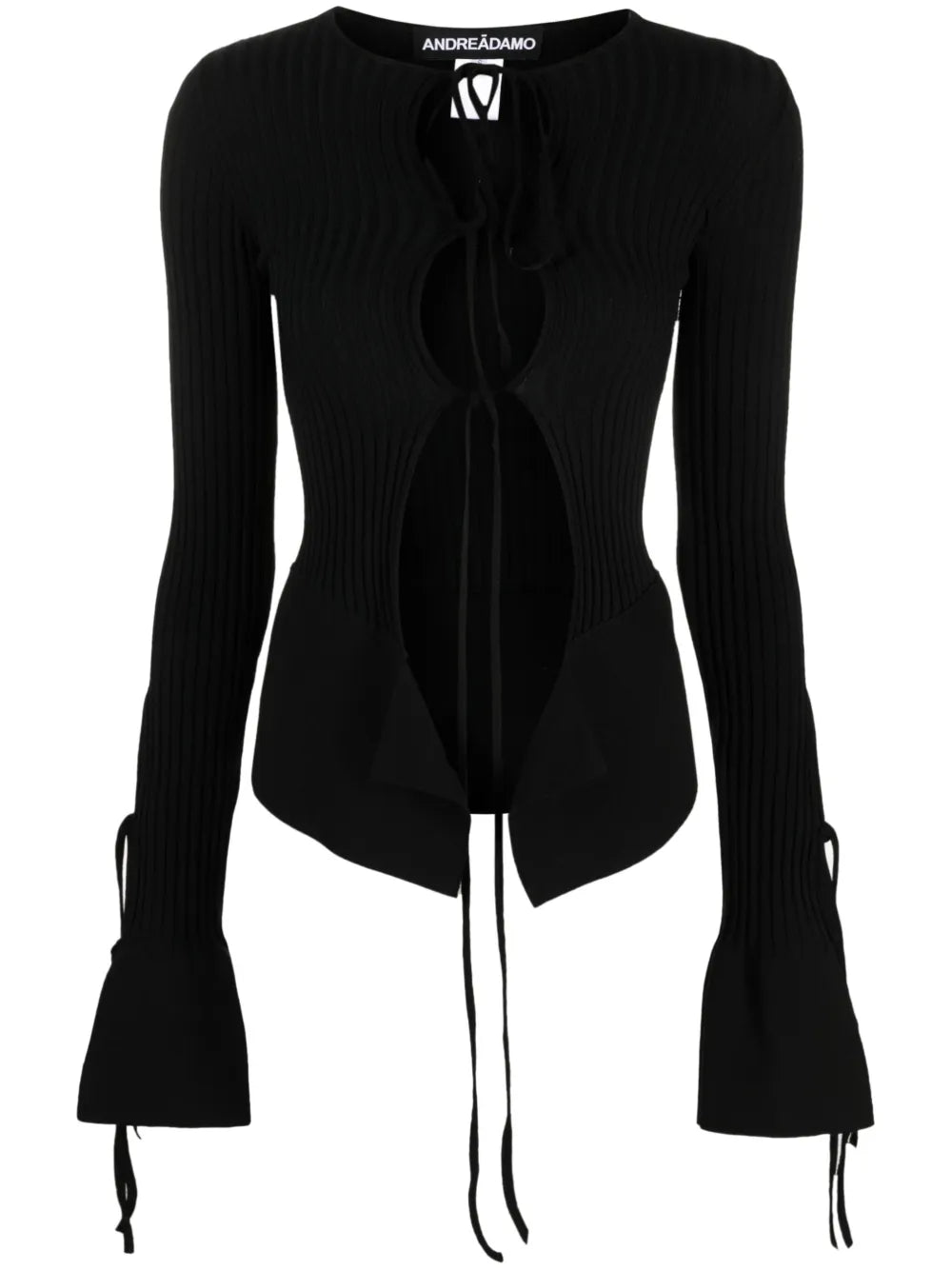 Tie-Fastening Long-Sleeve Knitted Top