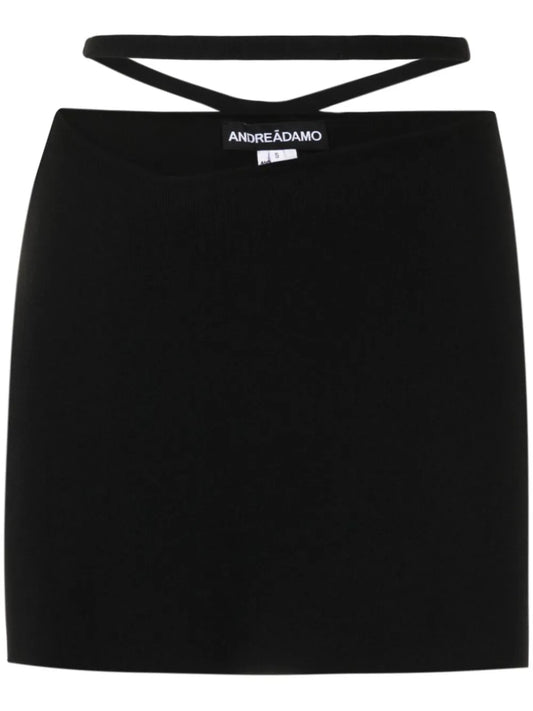 Cut-Out Belted Mini Skirt