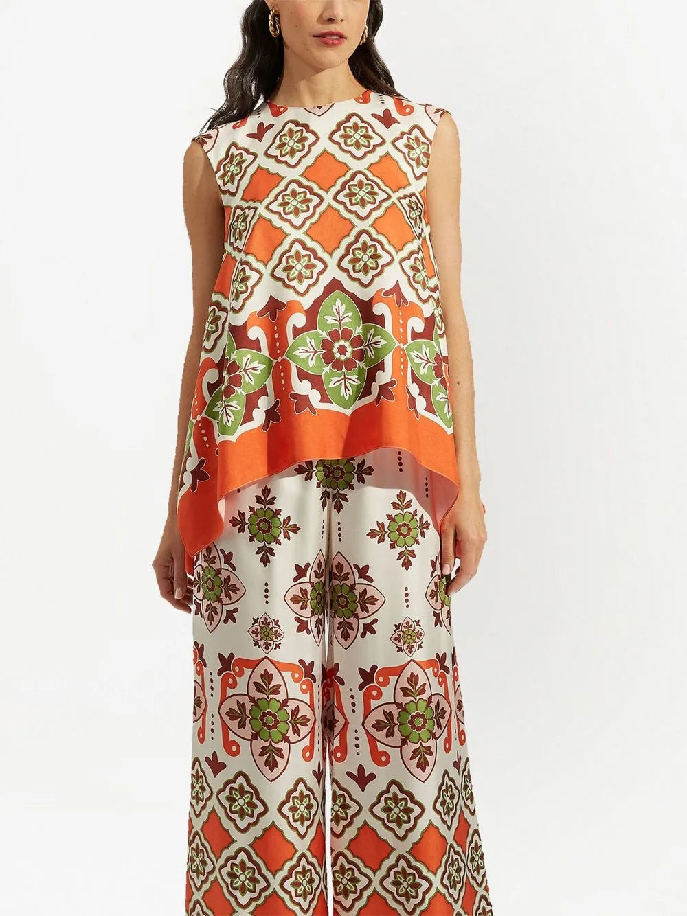 San Carlo Asymmetric Printed Silk Blouse