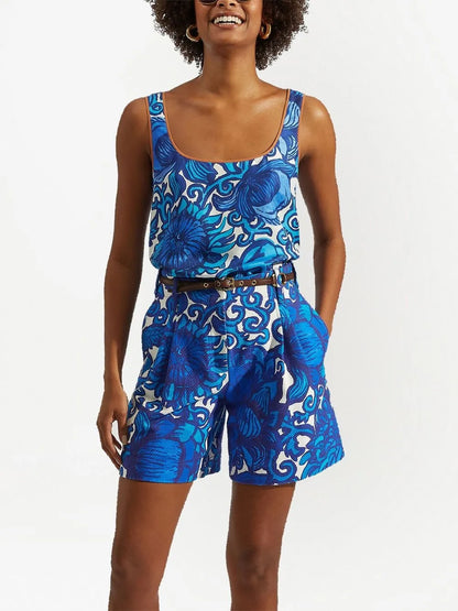 Floral-Print Silk Top