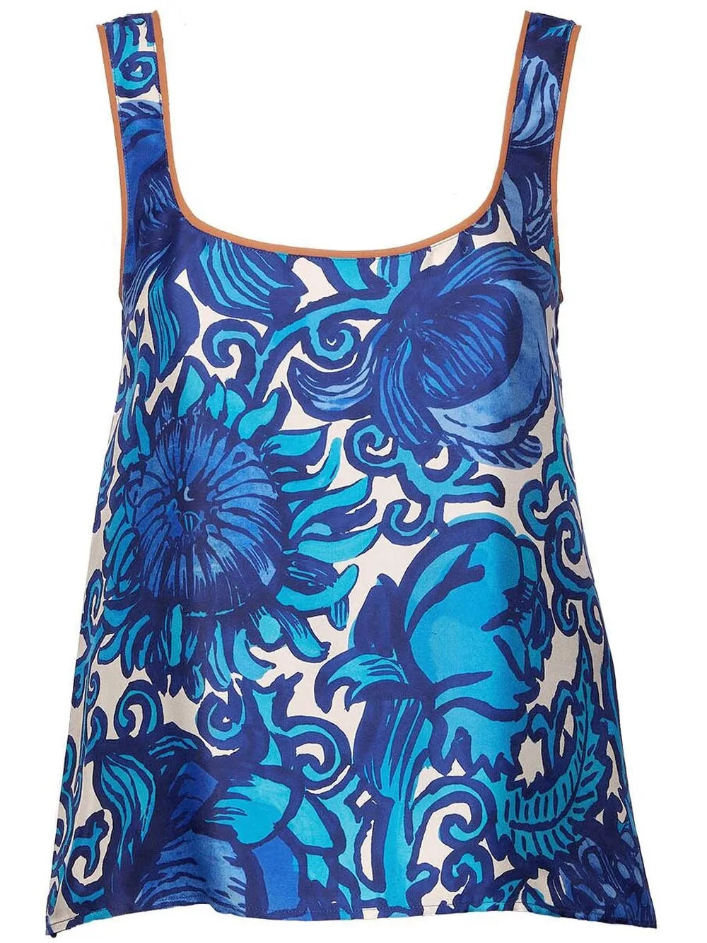 Floral-Print Silk Top