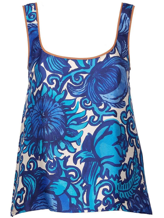 Floral-Print Silk Top